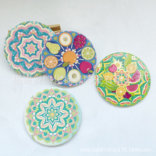 亚马逊 厂家 陶瓷杯垫 软木杯垫圆形水果系列陶瓷碗垫咖啡杯垫