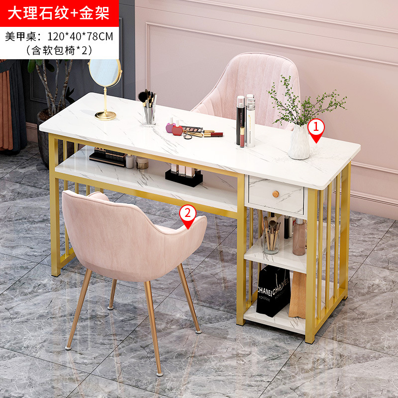 Neta de la moda rojo mesa de uñas y silla traje simple oferta especial Mesa de salón de uñas económico japonés individual mesa de uñas Doble
