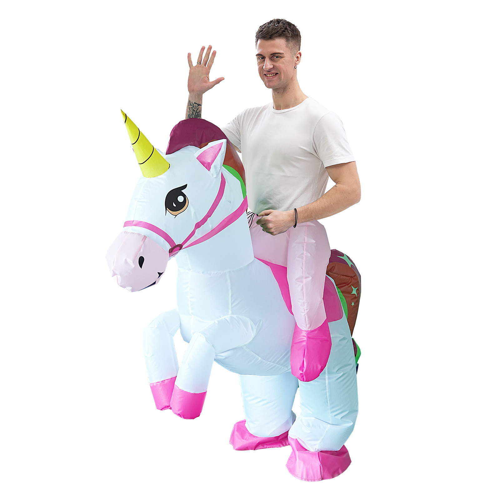 Cross Border Halloween Dress Up Colorful Unicorn Inflatable Horse Half-body Inflatable Dress Holiday Party Cosplay Dress