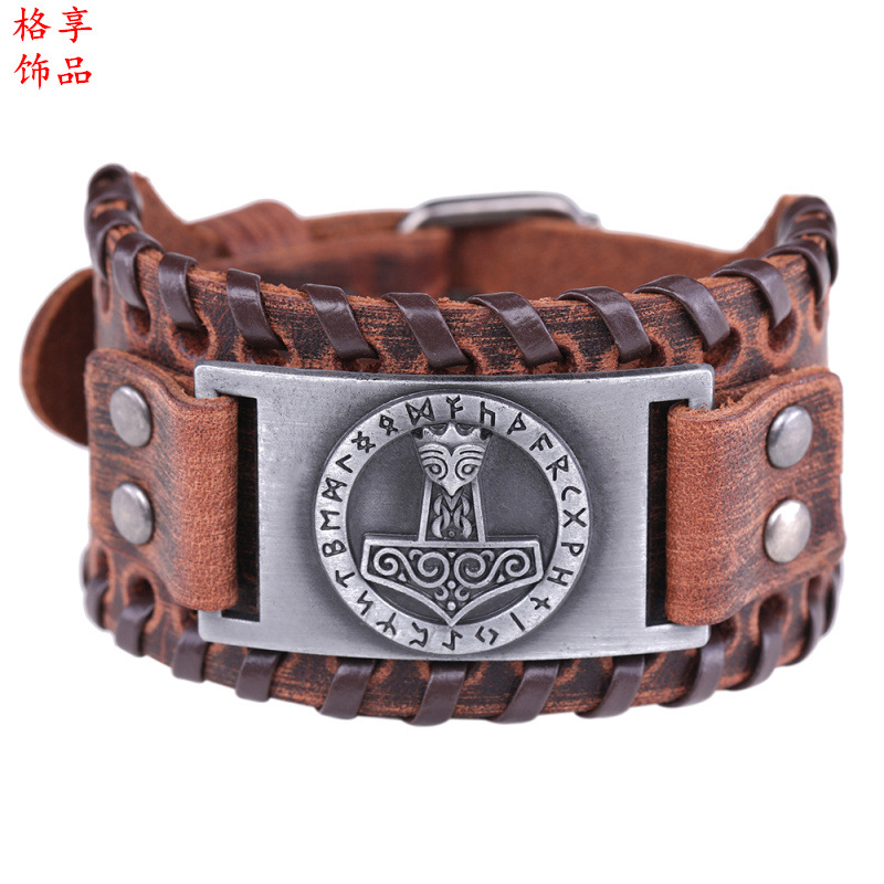 Nordic -style Viking Viking Odin Lumanwen Thunder Ax metal belt…