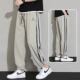 Ice Silk Pants Men's 2025 Summer Thin Korean Fashionable Loose plus size Casual Pants Fashionable Striped Ankle Pants
