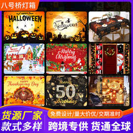 跨境新款感恩节快乐涤纶布横幅南瓜火鸡派对场景旗帜秋收节背景布