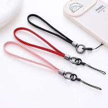 珠为新款5股扁编织手机挂绳创意皮革挂脖绳子吊绳手机链短手腕带