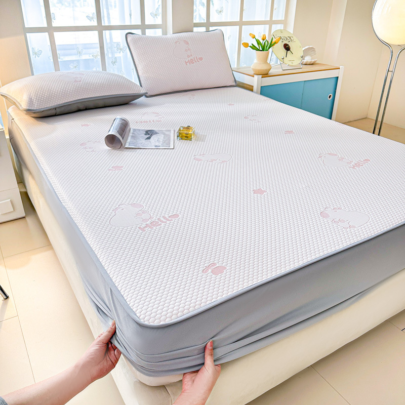 2025 nueva funda de cama Clase A funda de cama de seda de hielo funda protectora de colchón de verano de una sola pieza funda de cama de Doudou todo incluido de verano