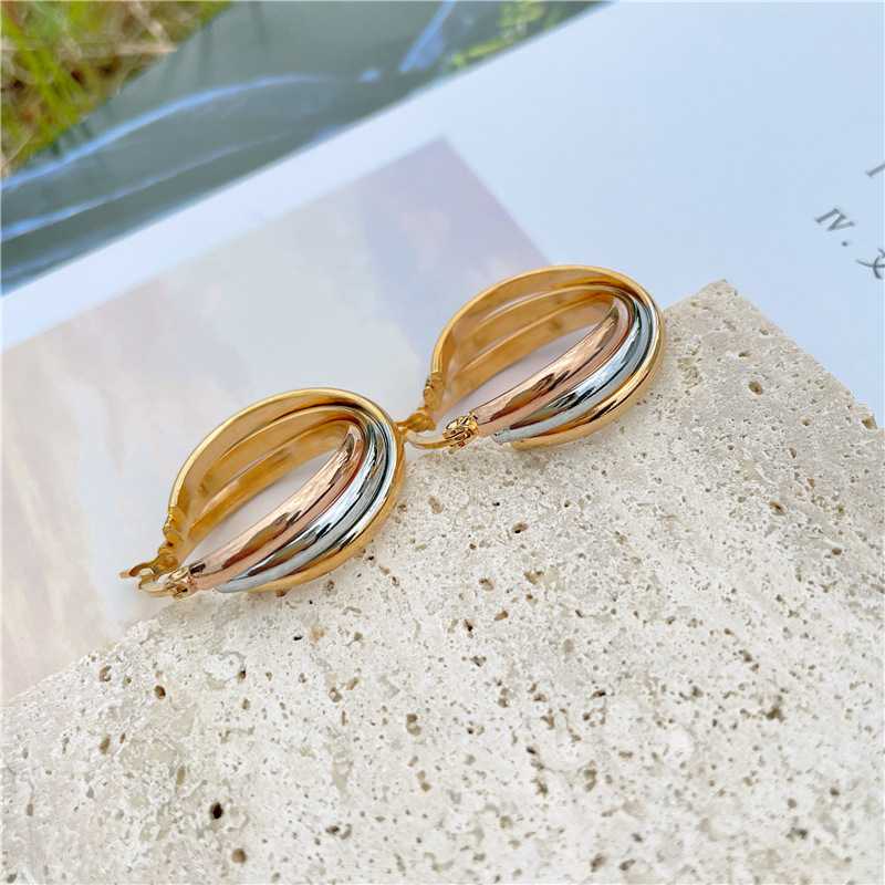 9g Weight Earrings Classification Street Occasion Stainless Steel Material Geometric, Circle Pattern Women'S Gender Round, Ellipse Design Simple Style Style Gold, Silver Color Simple Style Geometric Circle Stainless Steel Round Ellipse Earrings 9