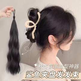 自绕式丸子头发束卷发仿真发花苞头蓬松增发量懒人盘发发圈假头发