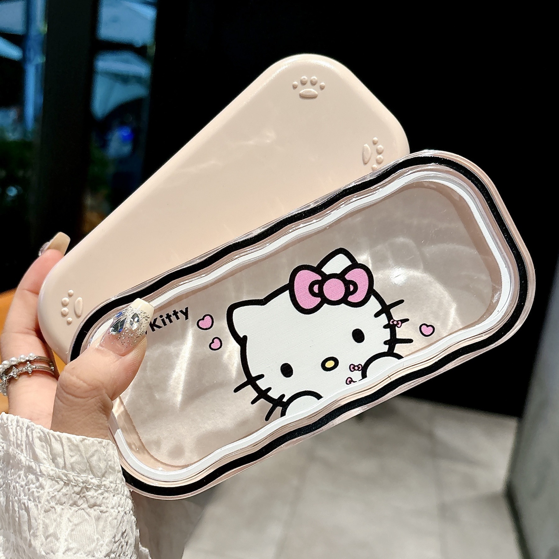 Caja de gafas de dibujos animados encantadora portátil anti-compresión de moda imitación de la placa miopía de la caja de gafas marco procesamiento al por mayor