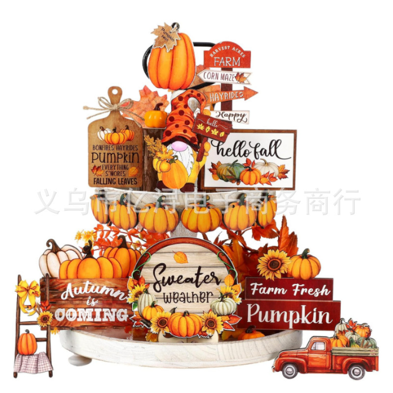 Thanksgiving Layered Tray Decoration Set Autumn Pumpkin Truck Sign Wooden Crafts Desktop Ornament Decoration Thanksgiving Layered Tray Decoration Set Autumn Pumpkin Truck Sign Wooden Crafts Desktop Ornament Decoration