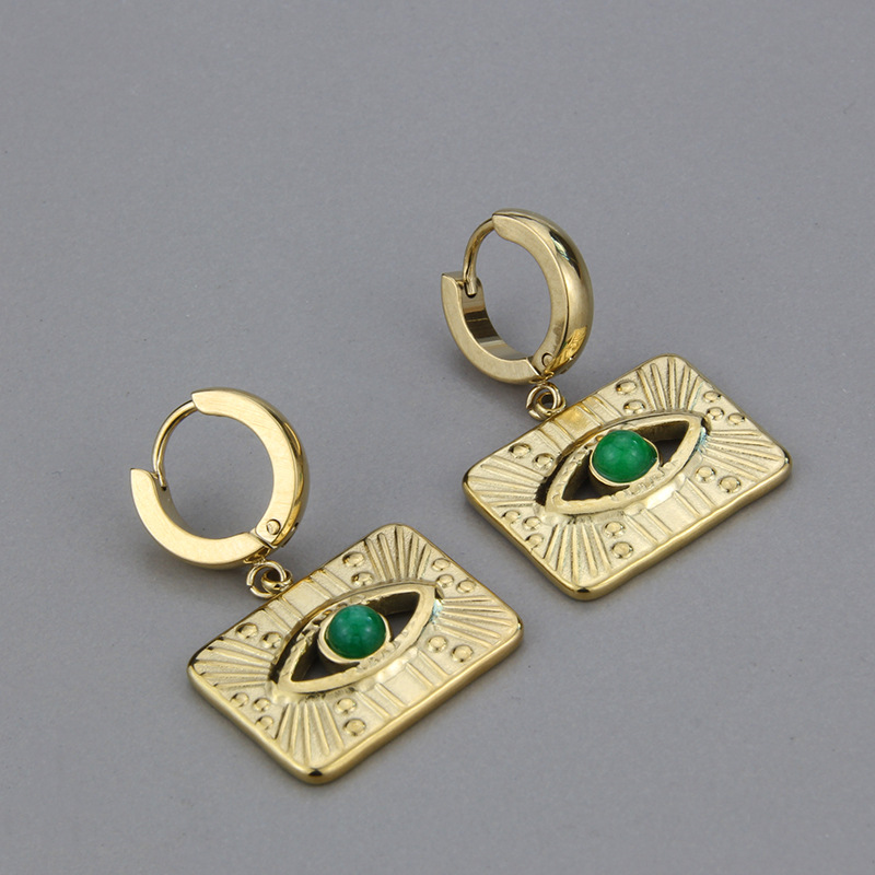 Simple Style Eye Titanium Steel Earrings Necklace Hollow Out Stainless Steel Necklaces