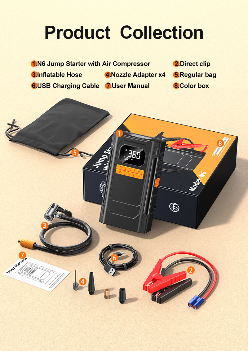 Cross-Border New Car Emergency Starting Power Supply Car Large-Capacity Power Bank Convenient Air Pump Air Pump