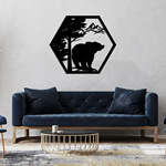 六边形风景画室内挂墙黑色装饰品动物雪山植物剪影简约金属独立站