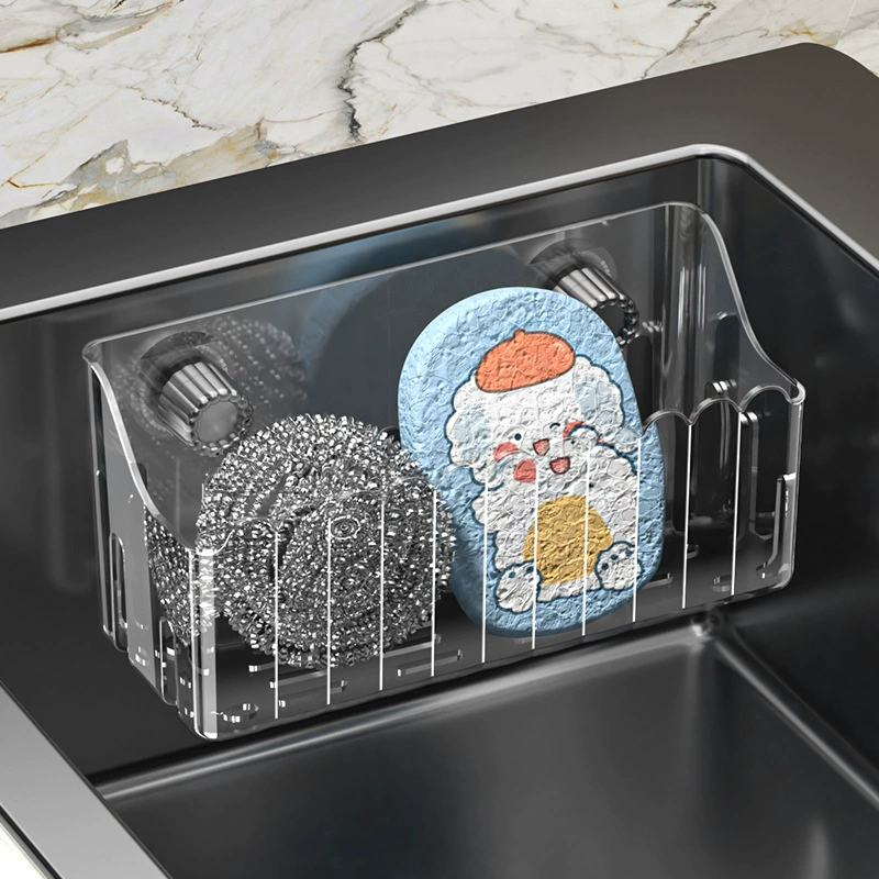 Simple transparent household drain basket and multi-function kitchen storage rack in various styles