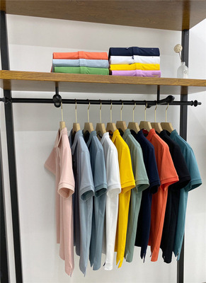 E0323 韓國男款純色簡約商務上班翻領短袖polo合身休閑