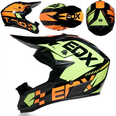 Seasons motocross helmet | Motosiklet kaskı (dəbilqə) - bright-black-yellow-orange-goggles-gloves-mask-s