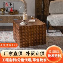 美式复古实木边几民宿小户型家用沙发茶几酒店餐厅设计师咖啡桌子