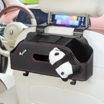 Holder Seat Back Row Creative — Car cup holder/beverage holder - papa-panda-black-chair-back-multifunctional-storage-box-upgraded-integrated-mobile-phone-holder