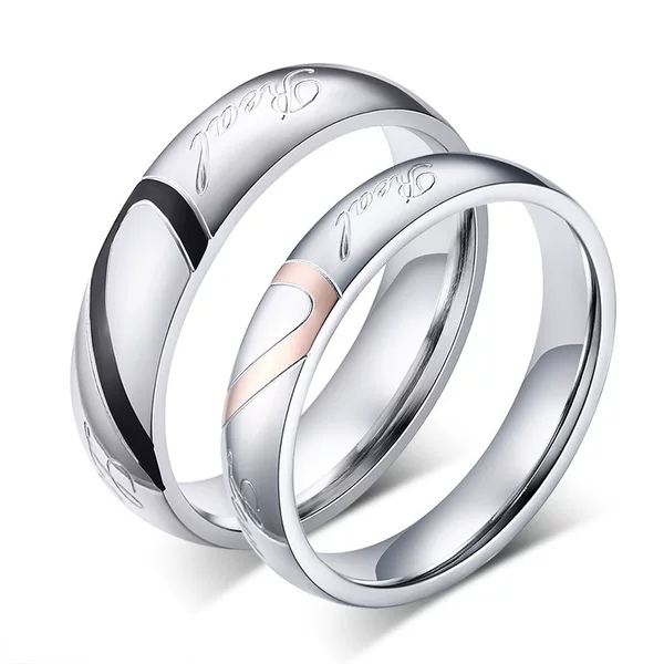 Couple ring Korean style titanium steel ring love heart-shaped Couple ring Couple ring in stock CR-001