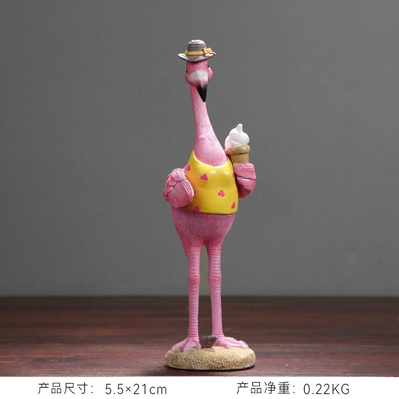 Decoración del hogar Flamingo lindo decoración creativa artesanía de resina escultura patio al aire libre Joyería La historieta