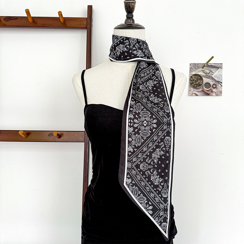 Bufanda de seda, atmósfera coreana, nuevo temperamento, cinta de esquina afilada de moda, cinturón de seda de imitación, bufanda con cuello