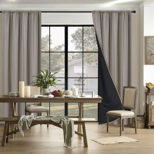 Shein Dropshipping Cross-Border Pongee Rod-Mounted Plain Full Blackout Curtains for Living Room Balcony Sun Protection and Heat Insulation Curtains