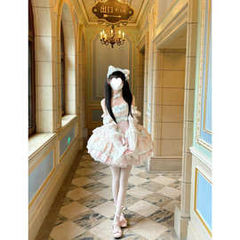 法式甜美lolita洛丽塔洋气公主收腰显瘦蓬蓬连衣裙生日氛围感穿搭