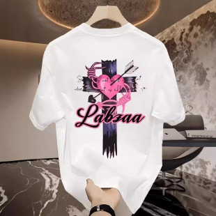 2024 Summer Men's Cotton Short-sleeved T-shirt Trendy Brand Casual Sports All-match T-shirt Teenager Top