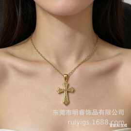 复古真金吊坠钛钢项链美拉德风2025高级新款女式抺油爱心百搭项链