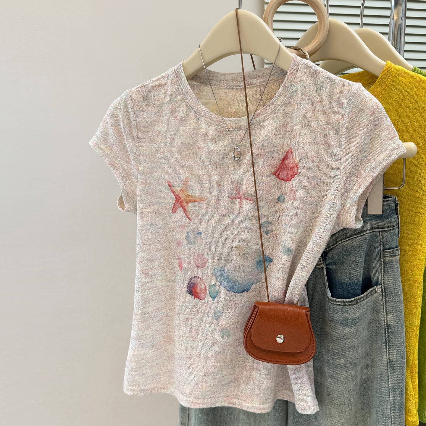 Foreign Trade Printed Slim-Fit Round-Neck Short-Sleeve T-Shirt for Women, 2026 Summer New Style, Regular Shoulder Design, Short Top