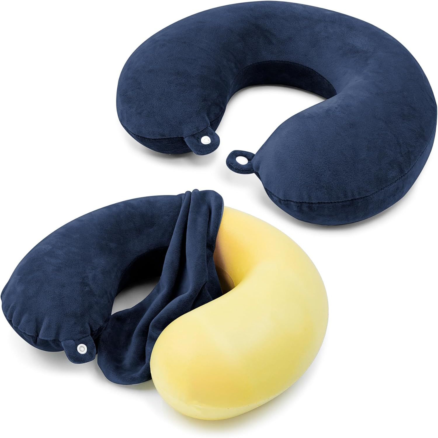 2Pcs U-Shaped Pillow Travel Replacement Cover Super Soft Zipper U-Shaped Pillow Cover (Only Pillowcase Without Filling)