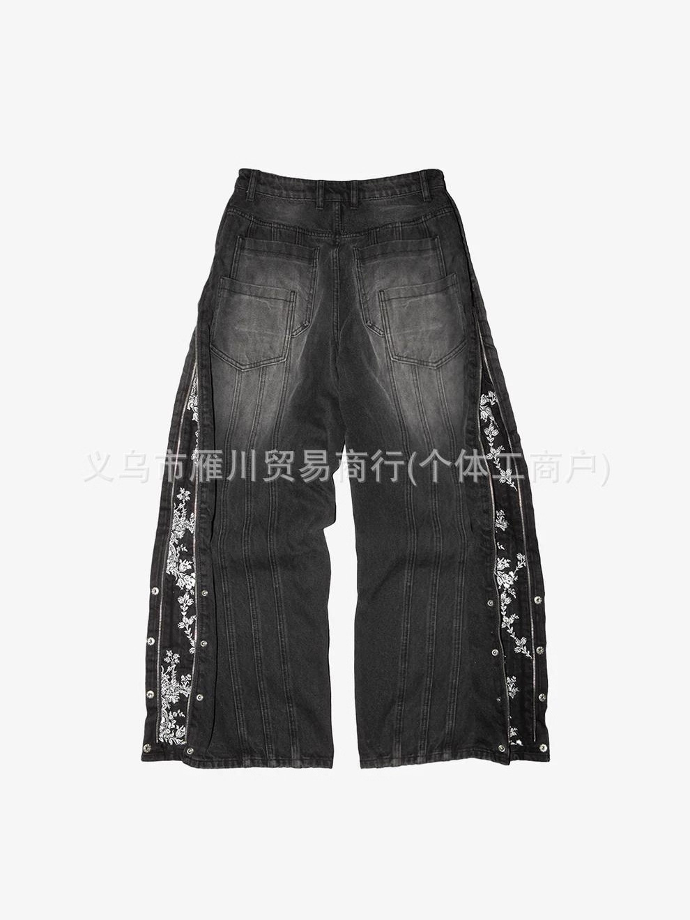 Europa y Estados Unidos bordados transfronterizos jeans masculinos retro diseño de la calle con cremallera bordado pantalones largos de piernas largas