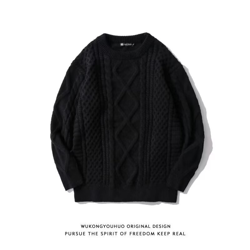 Reverse Cable Knit Aran Sweater, Round Neck Fisherman's Off-White Cable Knit Sweater, Unisex Winter Sweater