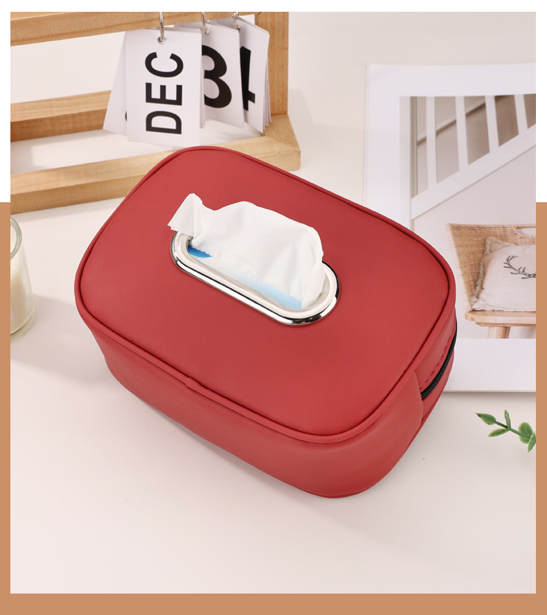 Cross-Border New Model Chair-Back Hanging Car Tissue Box, Leather High-End Armrest Box Tissue Bag, Sun Visor Tissue Box