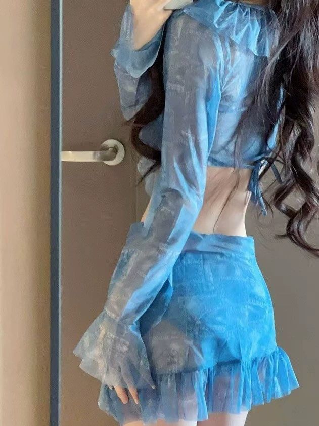 Купальник, разделённый пляжный комплект, sexy длинный рукав, интернет-звезда, комплект из 4 предметов, солнцезащита