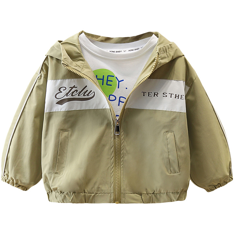 7634 cortavientos a juego de colores para niños 2025 nuevos niños primavera y otoño top de celebridades de Internet primavera abrigo con capucha estilo occidental primavera