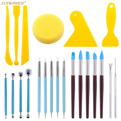 Cross border Clay tool 22 Piece set DIY Clay chisel Double head silica gel Point drill pen Scraper suit