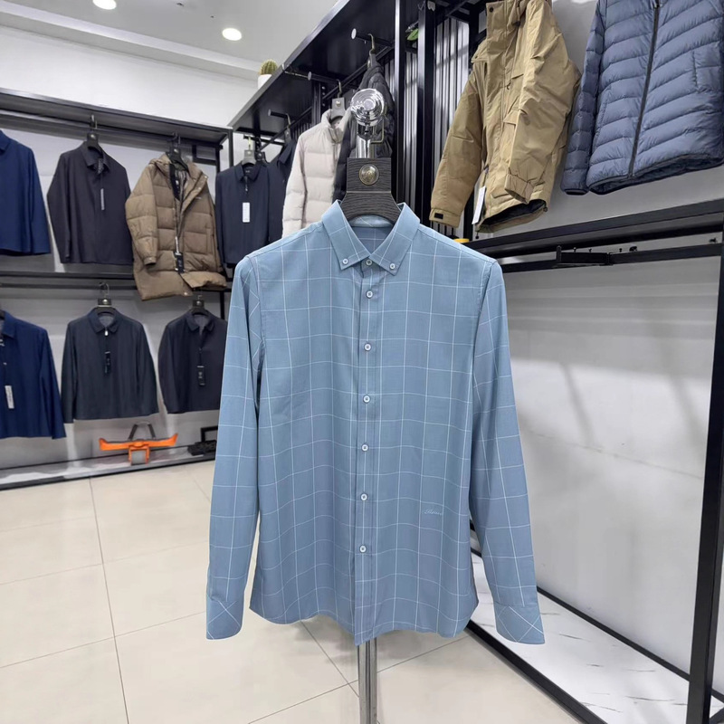 【Sea Cut】Smooth and Cool! Embroidered Casual Plaid Long Sleeve Shirt for Men Clearance 1U006A