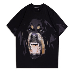 メンズ半袖tシャツ女装欧米潮牌卸売りgvcクラシック犬頭プリントゆるい純綿青年カップル服