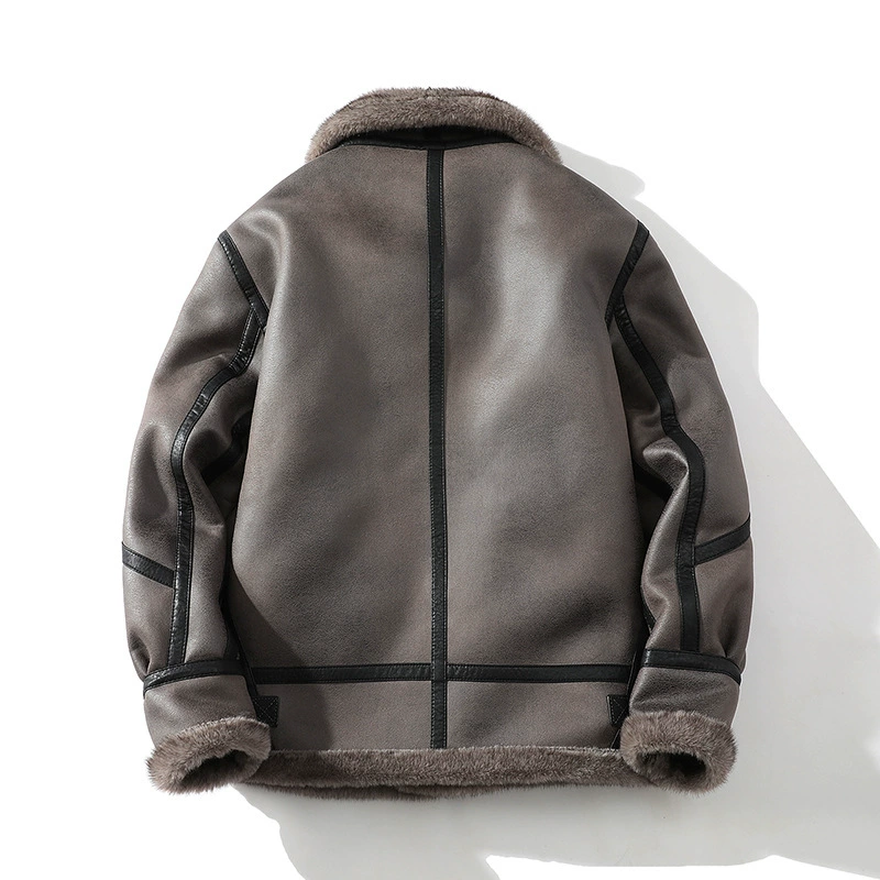 Men's demi-season short warm jacket, brown-gray, sizes M–5XL