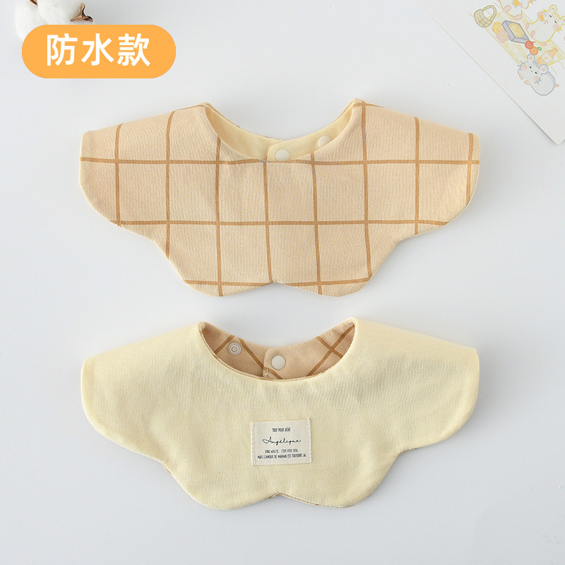 [방수면 양면] 살구 노란색 큰 격자 + 살구색