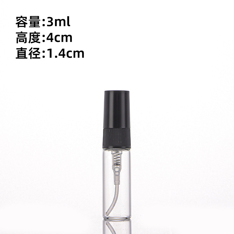 3ml black plastic half-hood pump head; transparent; glass