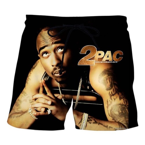 WishTupac 2pac Beach Shorts with 3D Digital Printing