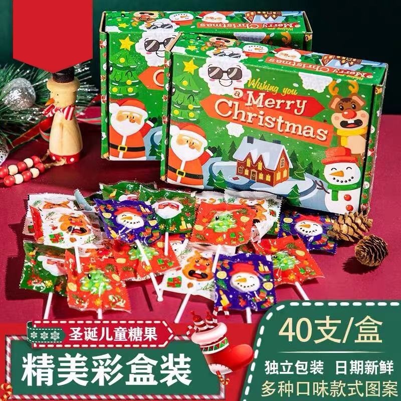 Christmas Candy Wholesale Cartoon Santa Claus Lollipop Hard Candy Kids Snacks Hard Candy Christmas Small Gift
