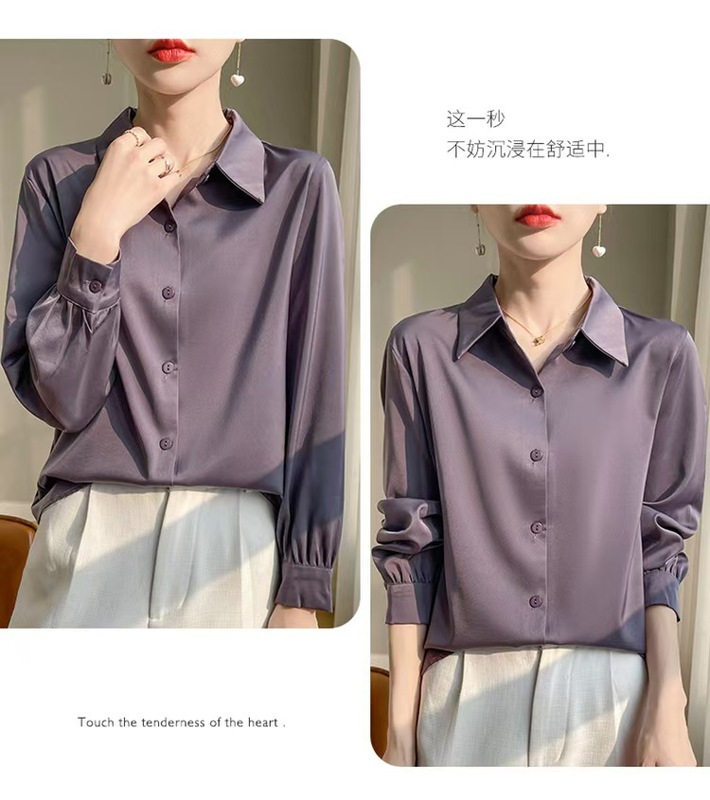 重磅缎面桑蚕丝衬衫女秋季新款外穿年高级感衬衣高端洋气上衣女|undefined