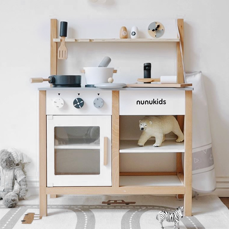 Simulación de juego, refrigerador, estufa de cocina, combinación de haya transfronterizo, rompecabezas de madera para niños, regalo de juguete para niños y niñas