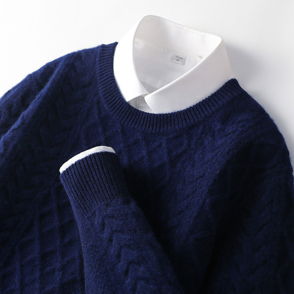Men's winter woolen base body-friendly casual knitted sweater with a…