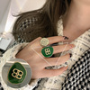 Retro fashionable ring from pearl, chain with tassels hip-hop style, Japanese and Korean, silver 925 sample, on index finger