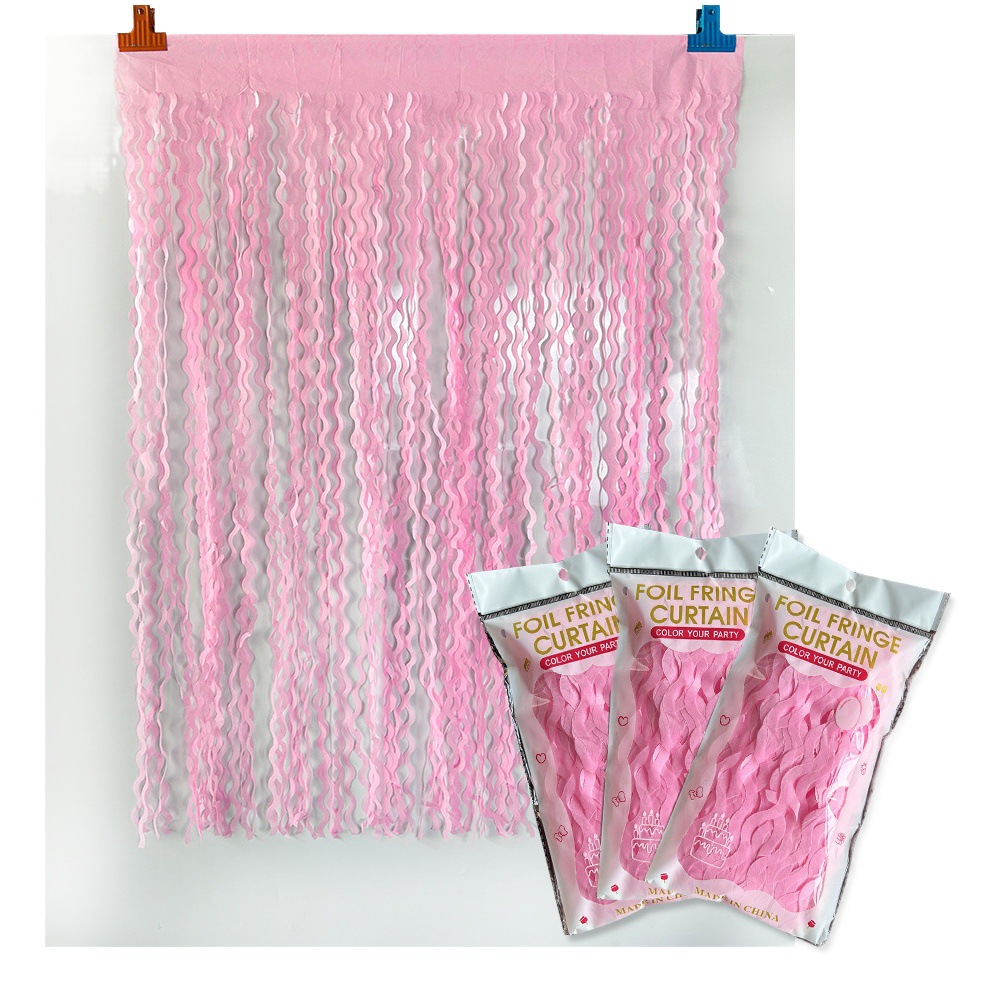 Decoración de la fiesta de cumpleaños corto curvo cuchillo cortina de seda de lluvia fiesta diseño de fondo macaron Cortina de puerta de seda de lluvia de papel