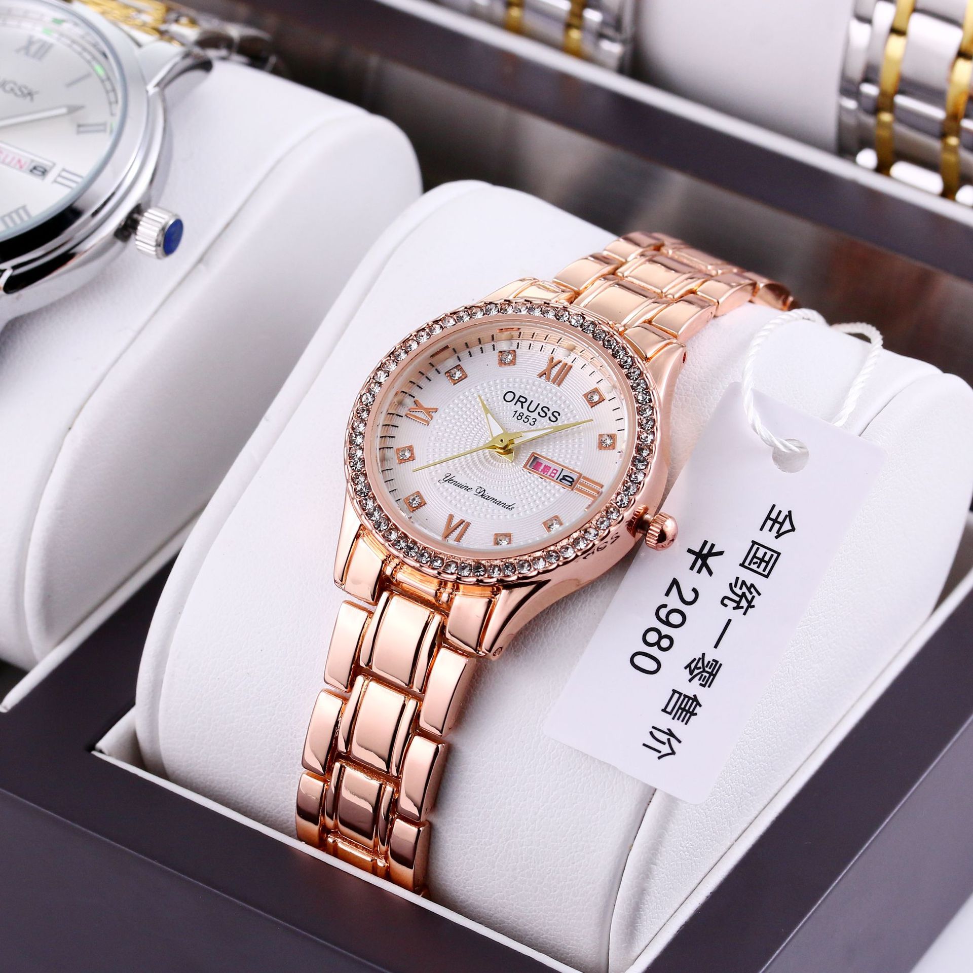 XJ 다이아몬드 로즈 골드 여성용 화이트 국수 [핑크 여성용 화이트] [1]