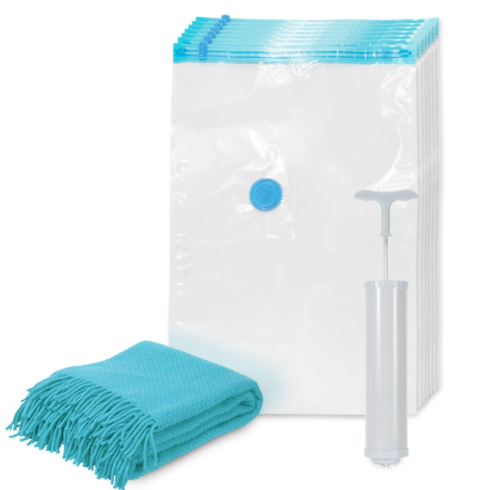 Vacuum storage bags, transparent, reusable, multiple sizes with pump options