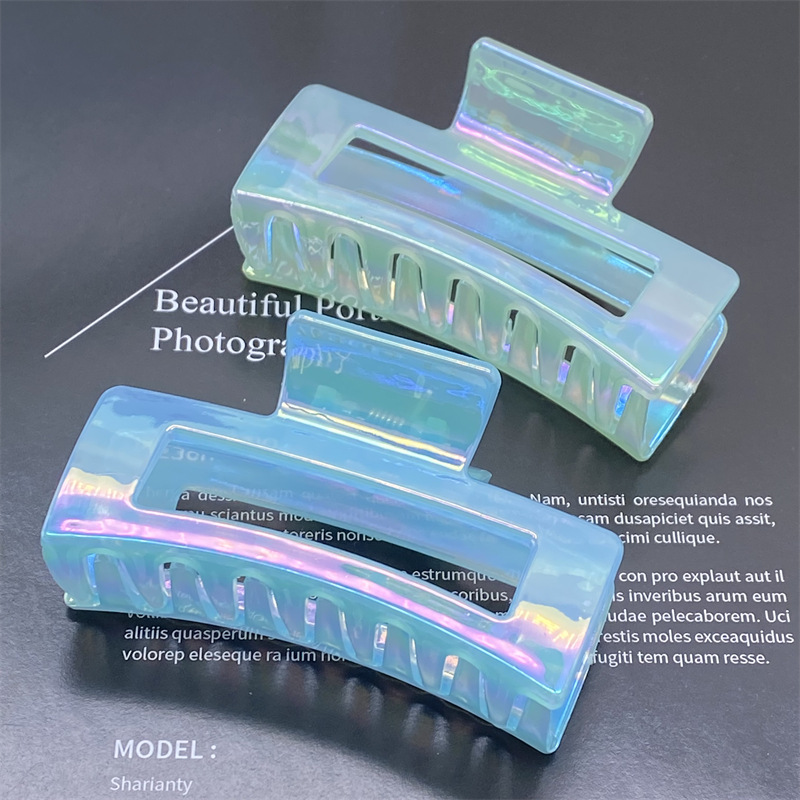 Galvanoplastia AB color jalea cuadrada gran horquilla baño updo pelo clip de moda espalda Cabeza superior Clip 2 yuanes tienda física